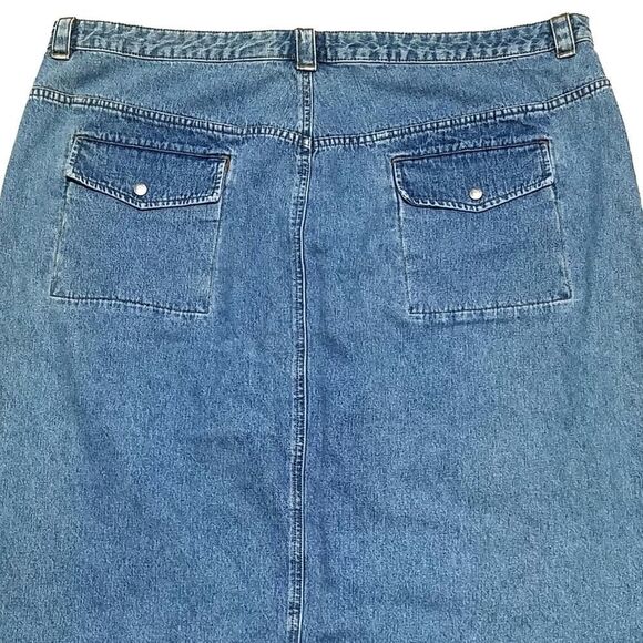 VINTAGE Covington Light Wash Midi Denim Skirt 22 - Picture 5 of 8